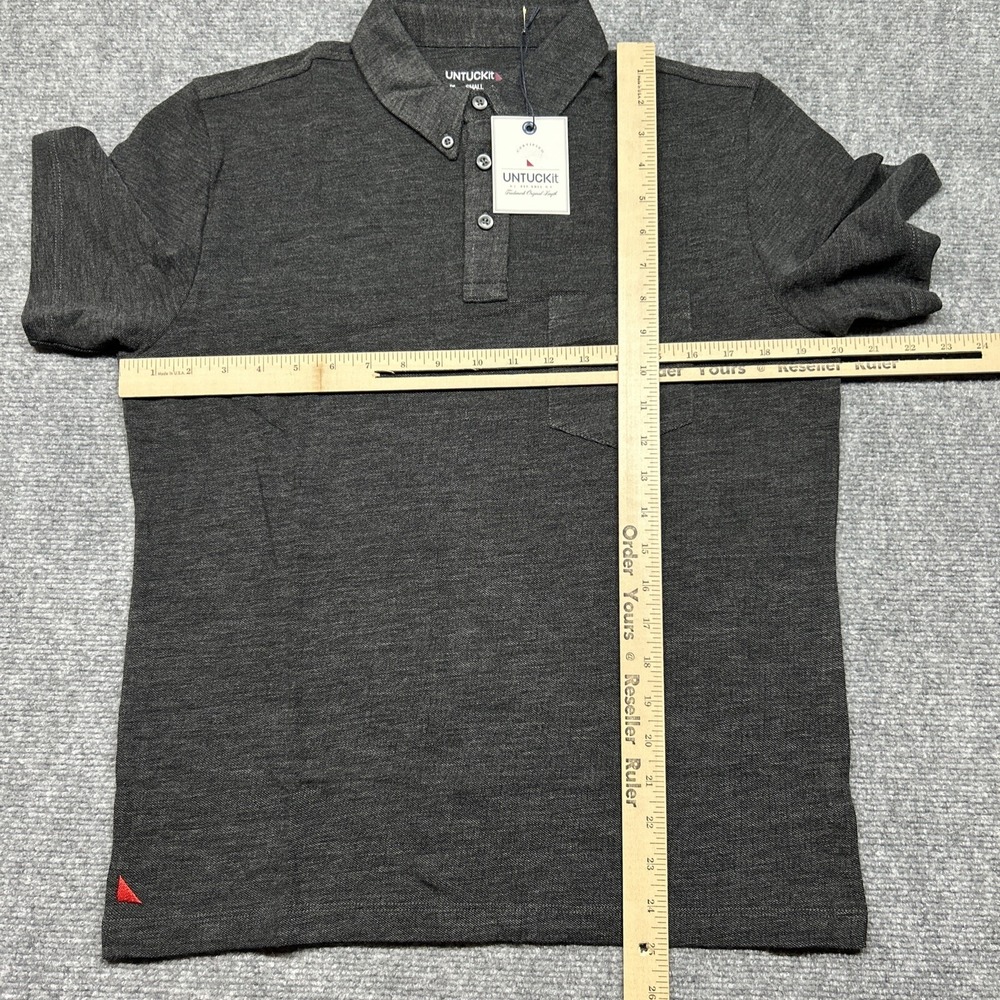 UNTUCKit Madiran Polo Shirt Mens S Gray Charcoal Short Sleeve Front Pocket New - Picture 6 of 9
